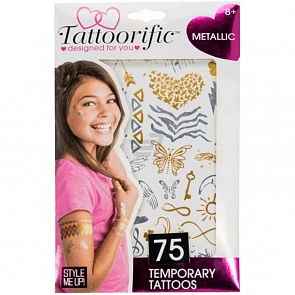 Набор временных тату, 75 шт., цвет – металлик (Style Me Up, 1161st)